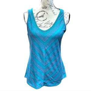 The North‎ Face -1503 Teal Blue Pink Chevron Striped Breezeback Cuout Tank Top M